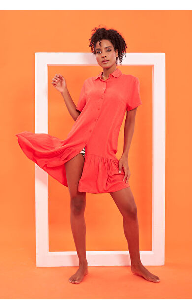 NBB Nar Çiçeği Jakarlı Elbise Pareo