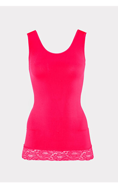 NBB Nar Çiçeği Seamless Dantelli Geniş Askılı Atlet