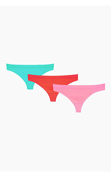 Neon Açık Pembe Turkuaz Oranj Dikişsiz 3lü String