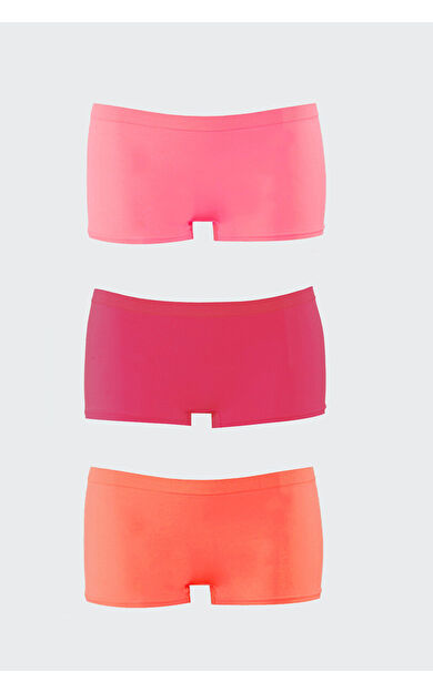 NBB Neon Nar Çiçeği Pembe Oranj.Dikişsiz 3lü Ağlı Şort Külot