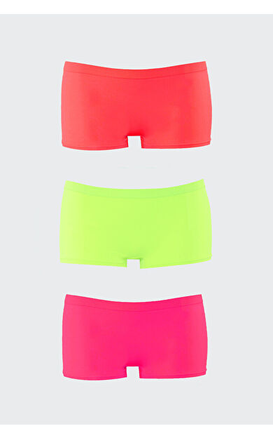 Neon Pembe Sarı Oranj Dikişsiz 3lü Ağlı Şort Külot
