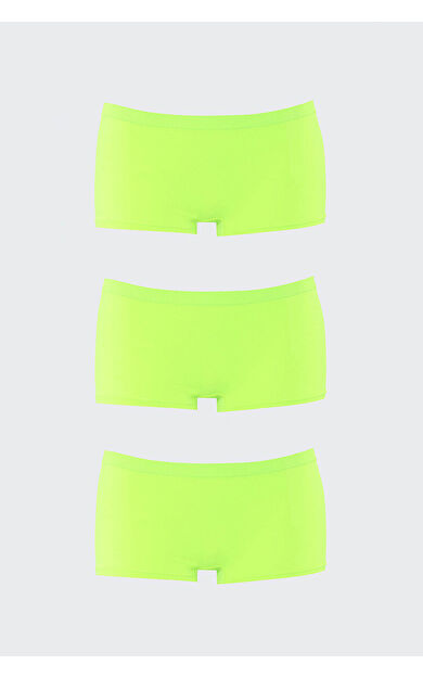 Neon Sarı Dikişsiz 3lü Ağlı Şort Külot