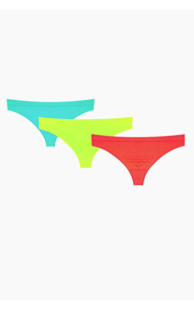 NBB Neon Turkuaz Yeşil Narçiçeği Dikişsiz 3lü String