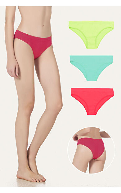 NBB Neon Turkuaz Yeşil Narçiçeği Dikişsiz 3lü Külot