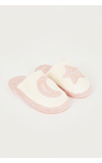 Pembe -Beyaz Ay Yıldız Ev Terliği