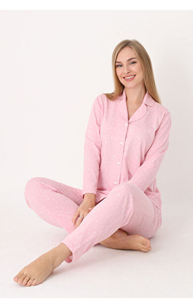 NBB Pembe Moon And Stars Önden Düğmeli Pijama Takım