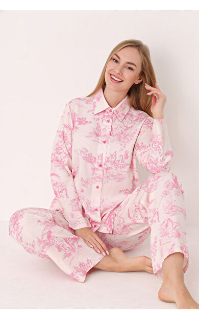 NBB Pembe Önden Düğmeli Pijama Takım
