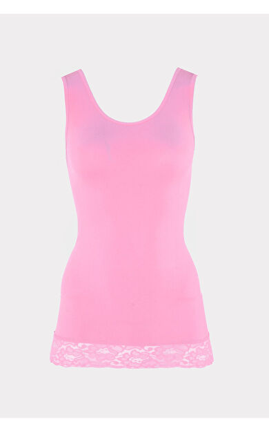 NBB Pembe Seamless Dantelli Geniş Askılı Atlet