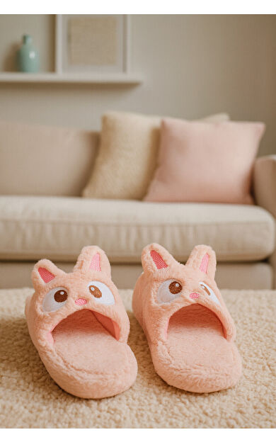 Pembe Tavşanlı Ev Terliği