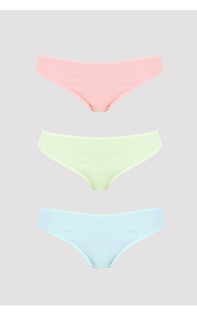NBB Pudra Yeşil Mavi  3lü Kaşkorse Basic Külot