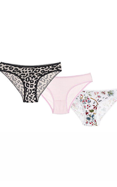 NBB Renkli Desenli 3lü Slip Külot