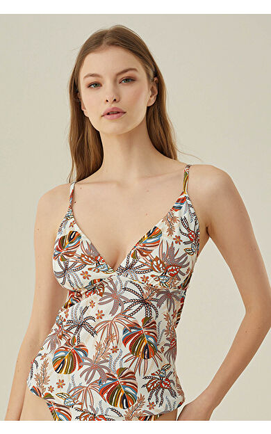 NBB Renkli Antiquin Tek Üst Tankini