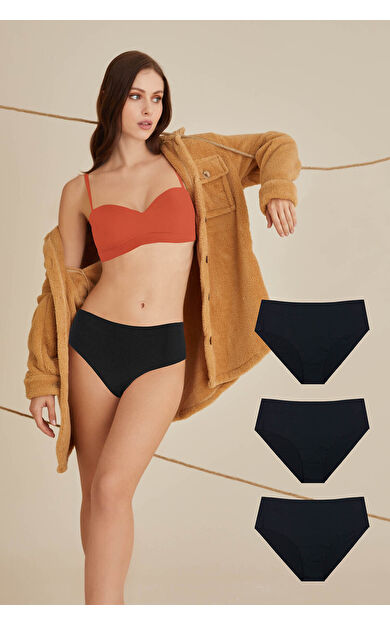 NBB Siyah 3lü Lazer Yüksek Bel Külot