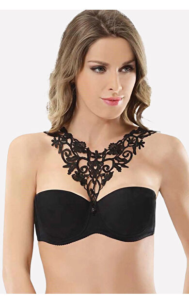 NBB Siyah Aksesuarlı Straplez Sütyen