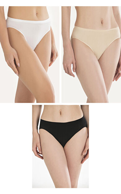 Siyah Beyaz Ten Rengi 3lü Külot