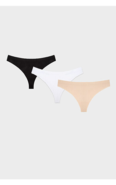 NBB Siyah Beyaz Ten Rengi Dikişsiz 3lü String