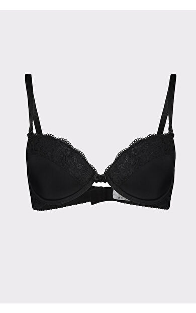 Siyah Çıkarılabilir Destekli Dantel Detaylı Sütyen