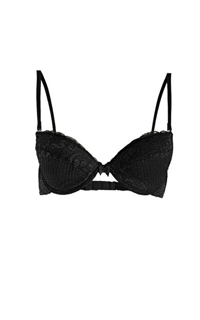NBB Siyah Çıkarılabilir Destekli Dantel Detaylı Sütyen