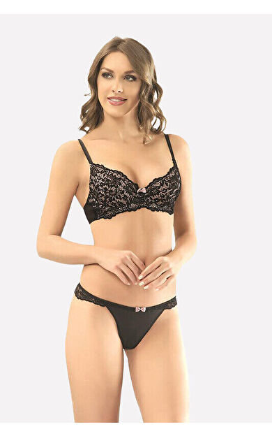 NBB Siyah Dantelli Sütyen Külot Takım