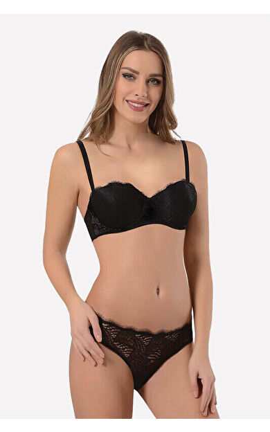 NBB Siyah Dantelli Sütyen Külot Takımı