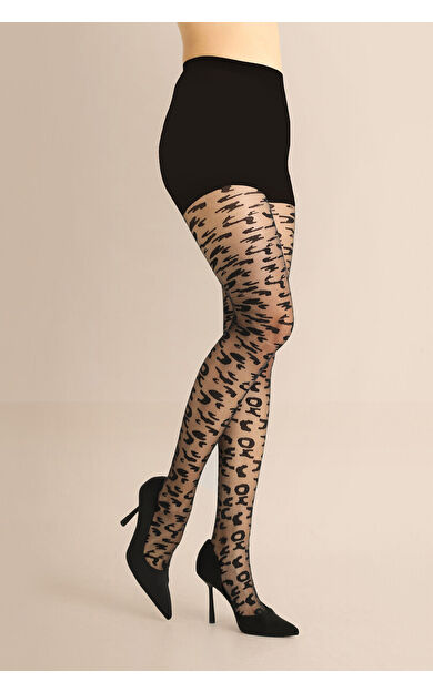 Siyah Desenli 15 Denye Külotlu Çorap