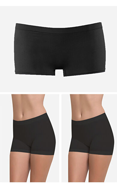 NBB Siyah Dikişsiz 3lü Ağlı Şort Külot