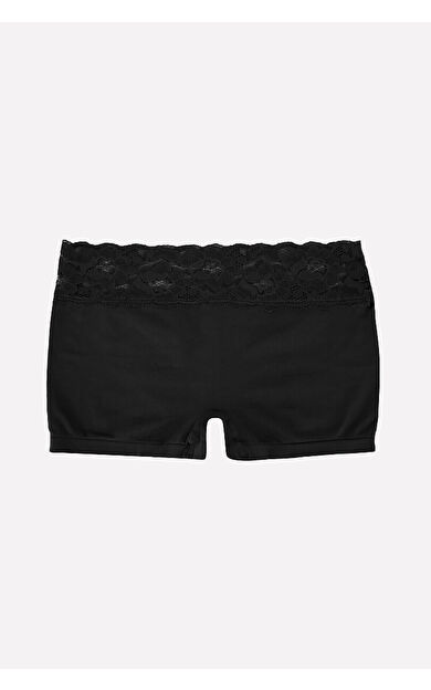 NBB Siyah Dikişsiz Ağlı Dantelli Şort Külot