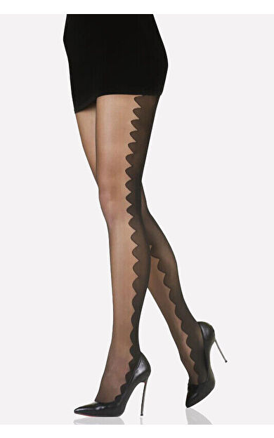 NBB Siyah File Desenli 40 Denye Külotlu Çorap