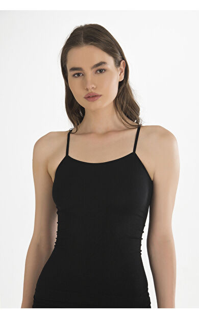 NBB Siyah İnce Askılı Seamless Atlet