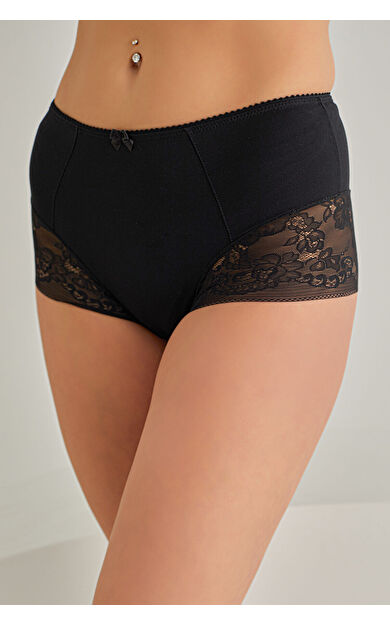 NBB Siyah Lazer Kesim Dantelli Karın Toparlayıcı  Korse