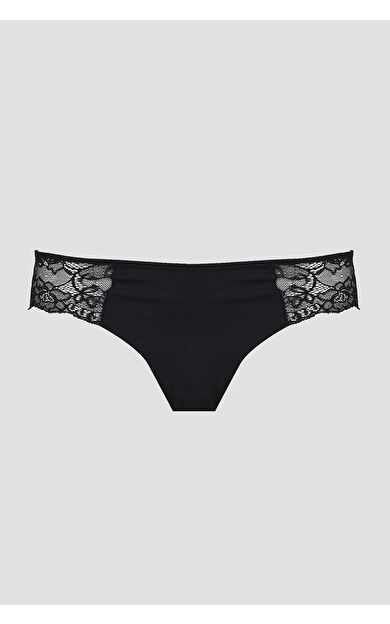 NBB Siyah Lazer Kesim Dantelli String