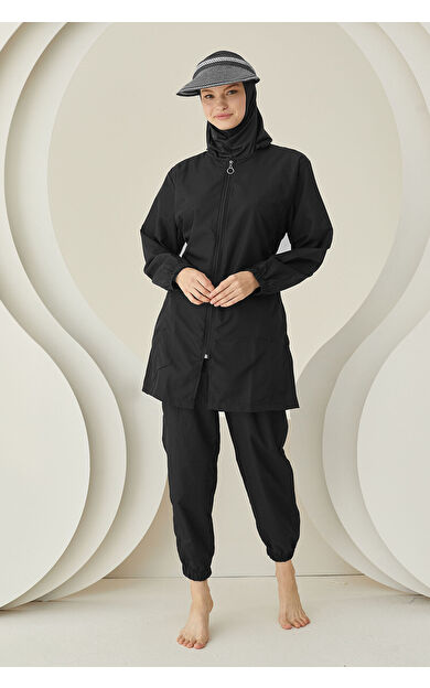 NBB Siyah Plain Pattern Tesettür Mayo