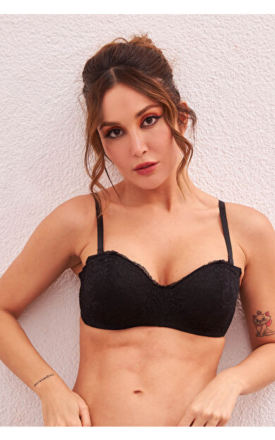 NBB Siyah Straplez Desteksiz Sütyen