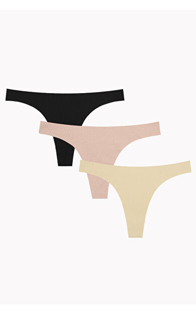 NBB Siyah Vizon Ten Rengi 3lü Lazer Kesim İz Yapmaz Tanga