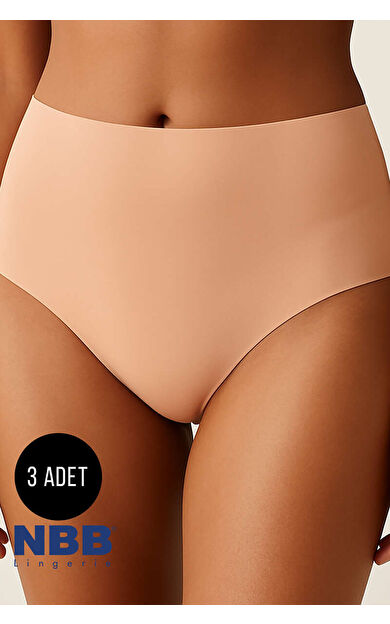 Siyah Vizon Ten Rengi 3lü Lazer İz Yapmaz Yüksek Bel Külot