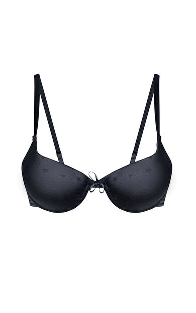 NBB Siyah Yıldız Desenli Hafif Destekli Sütyen