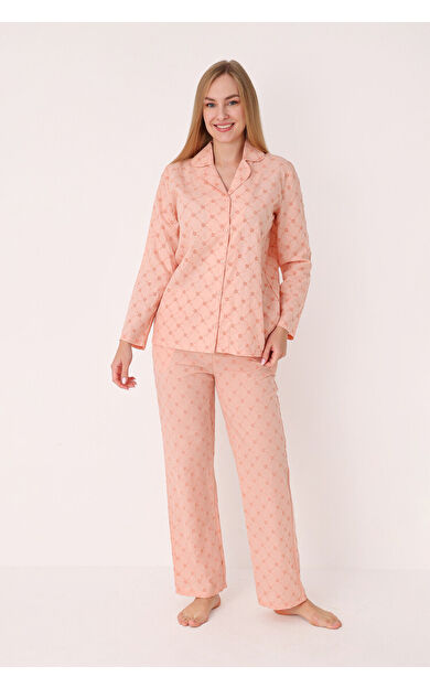 Somon Dahlia Önden Düğmeli Pijama Takım