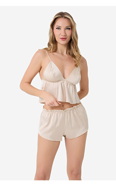 Taş Rengi Signature Şortlu Büstiyer Takım