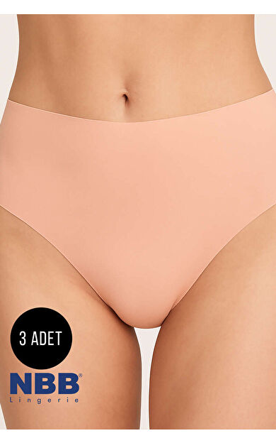 Ten Bordo Cappuccino 3lü Lazer İz YapmazYüksek Bel Külot