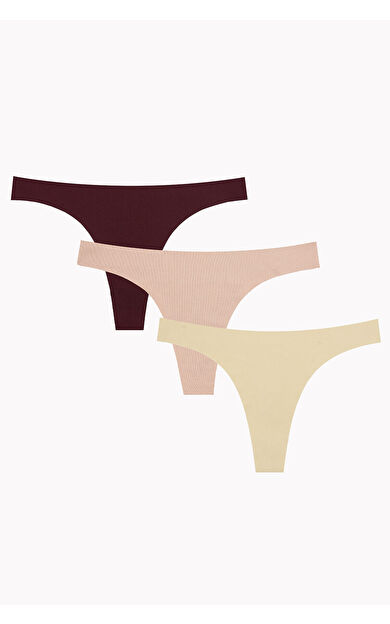 NBB Ten Bordo Cappuccino 3lü Lazer İz Yapmaz Kesim Tanga