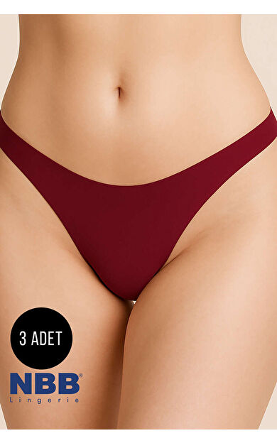Ten Bordo Cappuccino 3lü Lazer İz Yapmaz Kesim Tanga