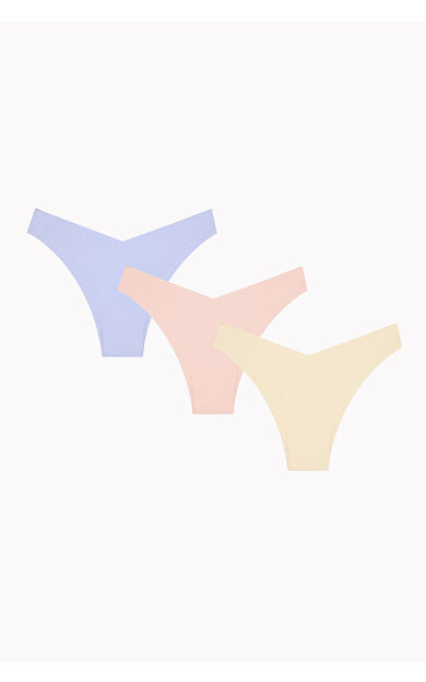 Ten Rengi Mavi Cappuccino 3lü Lazer İz Yapmaz V Shape Brazillian Külot