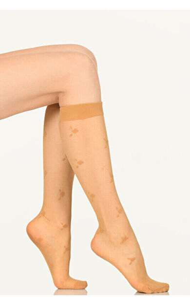 NBB Ten Rengi Sheena Desenli Diz Altı Pantolon Çorabı