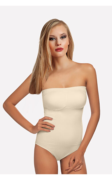 NBB Ten Rengi Straplez Çıtçıtlı Dikişsiz Kaplı Body