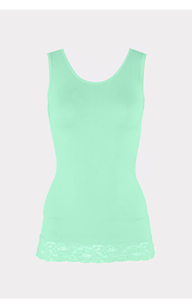 NBB Turkuaz Seamless Dantelli Geniş Askılı Atlet