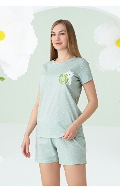 NBB Yeşil Bear Şortlu Pijama Takımı