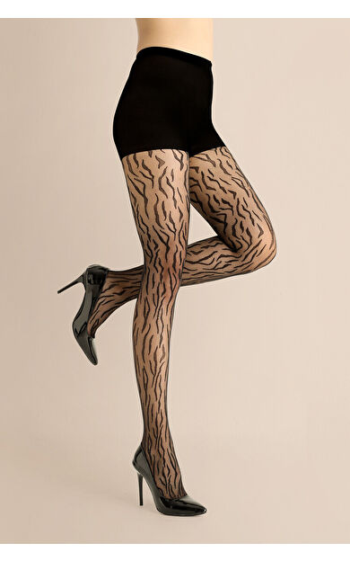 Zebra Desenli İnce Külotlu Çorap