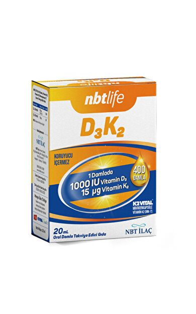 Nbt Life D3K2 Damla Takviye Edici Gıda 20 ml