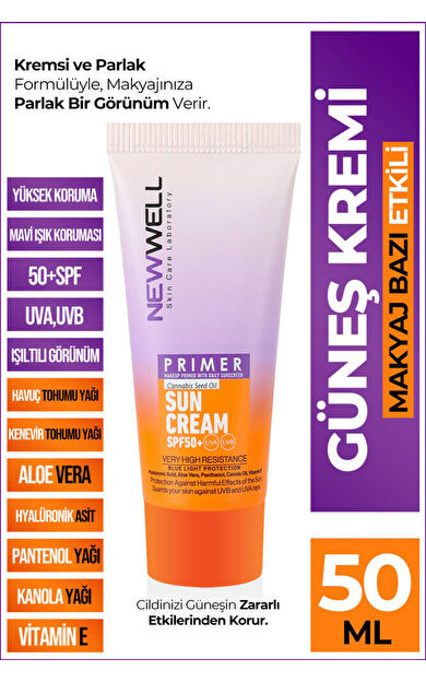Makyaj Bazı Güneş Kremi 50 SPF+ Aydınlatıcı Etkili Primer Sunscreen 50 ML
