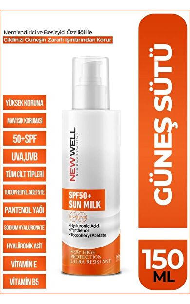 Güneş Sütü Yüksek Koruma SPF50+,Hyaluronic Acid 150 ML